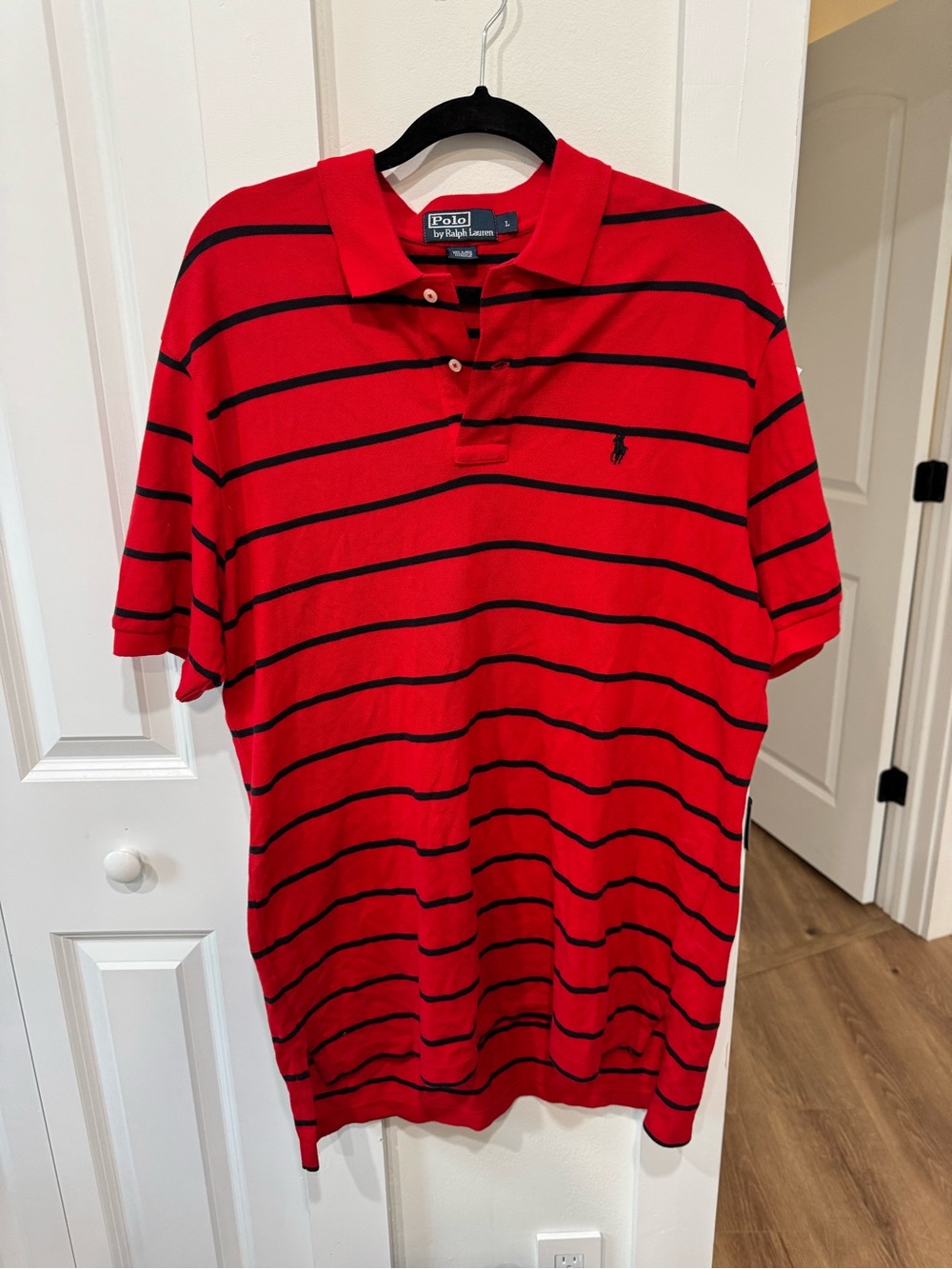 Ralph Lauren Red Polo with Navy Stripes